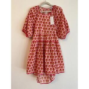 Maria De La Orden 100% Cotton Pink Floral Dress  Large NWT